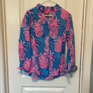 Lilly Pulitzer Pink and Blue Pineapple Top